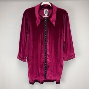 NWOT THE RAGGED PRIEST Burgundy Velvet Collared Clasp Front Mini Dress XS